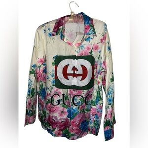 Fashion Style Gucci Floral Long Sleeve Shirt Not Authentic